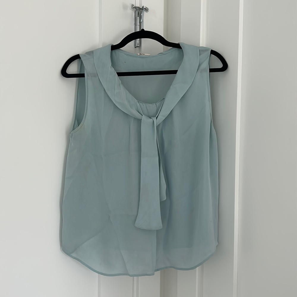 L’Agence 100% Silk baby blue blouse size 4.